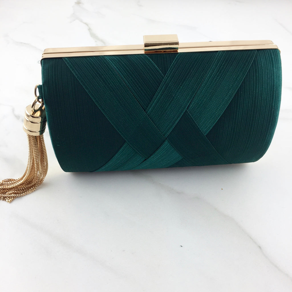 Green and gold online clutch bag