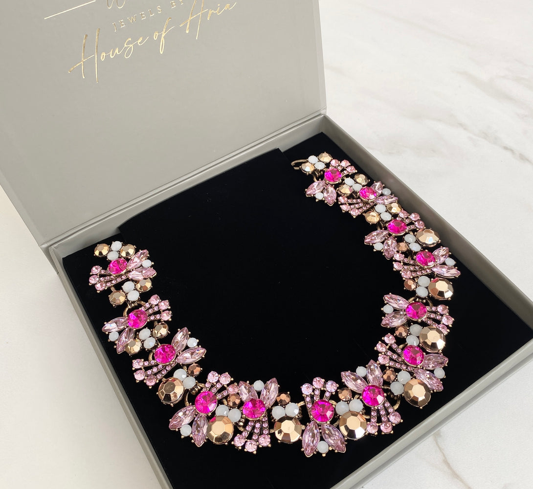 KIRA Pink & Gold Statement Necklace