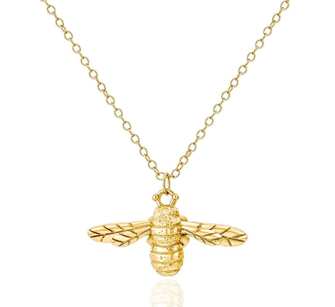 Bumble Bee Pendant Necklace (18k Gold & Sterling Silver)