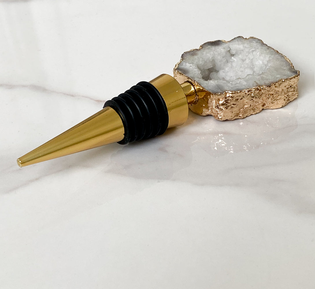 Agate Crystal Bottle Stopper (Gold / Silver)