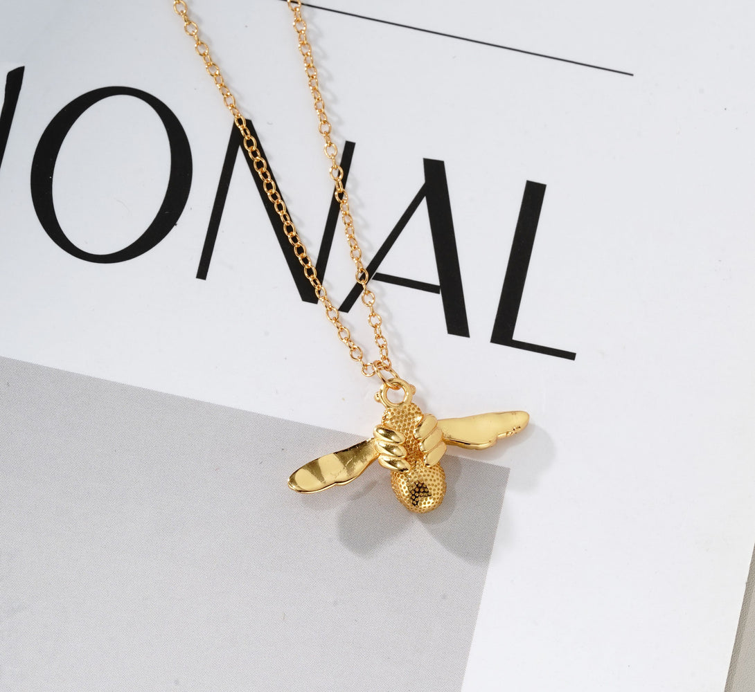 Bumble Bee Pendant Necklace (18k Gold & Sterling Silver)