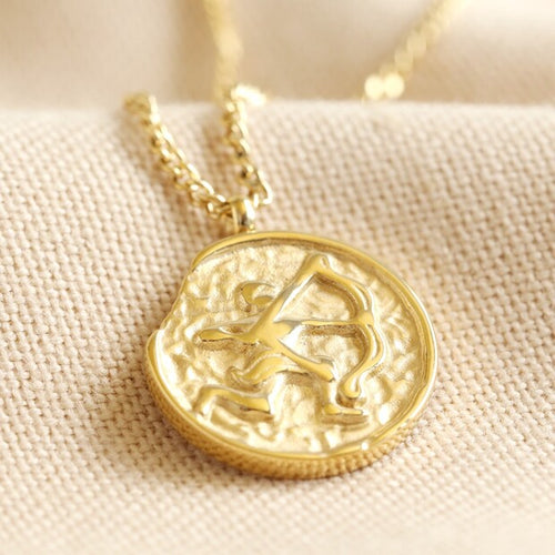 Sagittarius Zodiac Gold Pendant Necklace