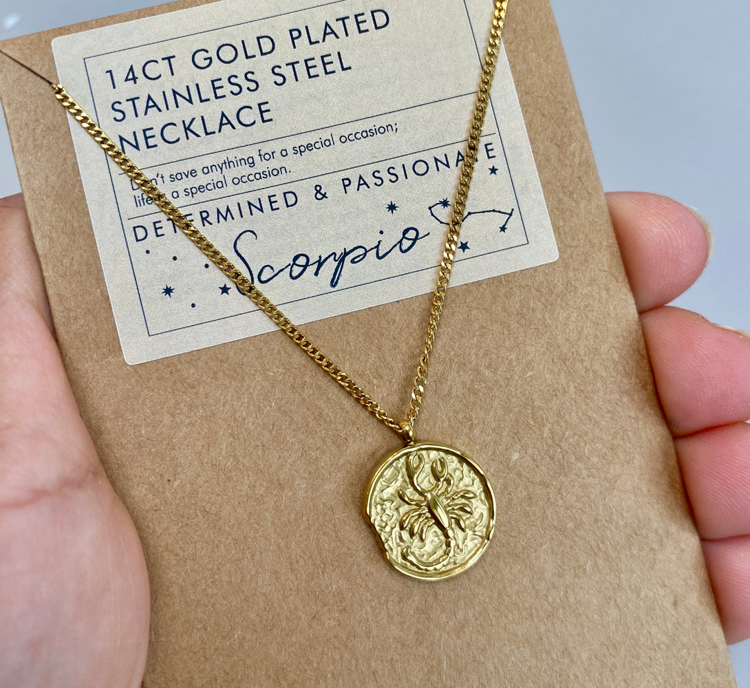 Scorpio Zodiac Gold Pendant Necklace