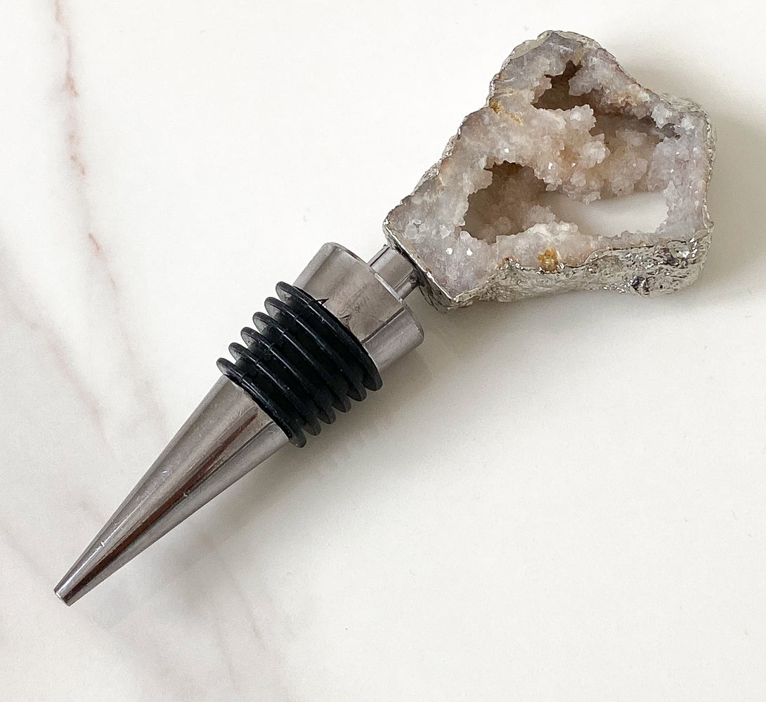 Agate Crystal Bottle Stopper (Gold / Silver)