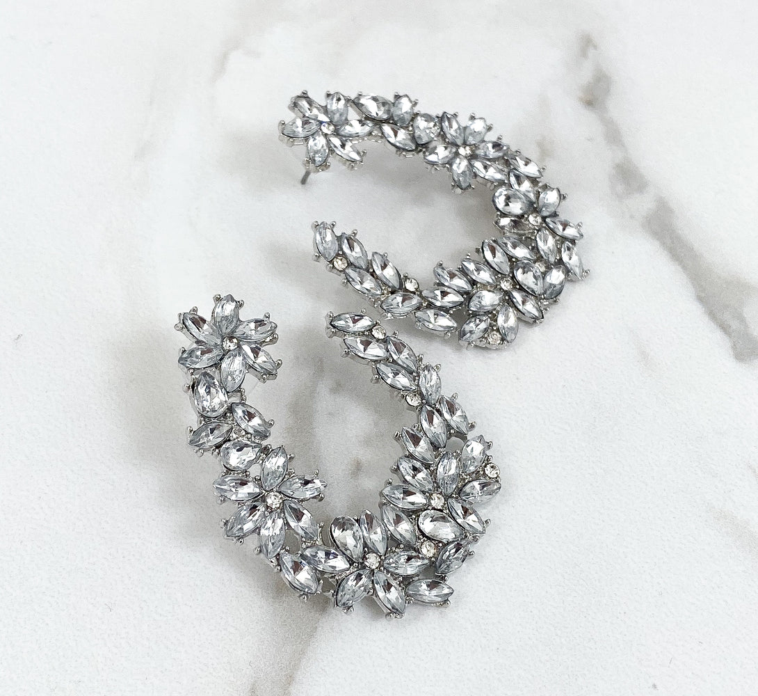Glam large rhinestone stud earrings for wedding guests