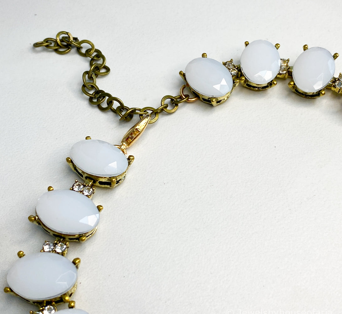 FREYA White & Gold Jewel Necklace Set