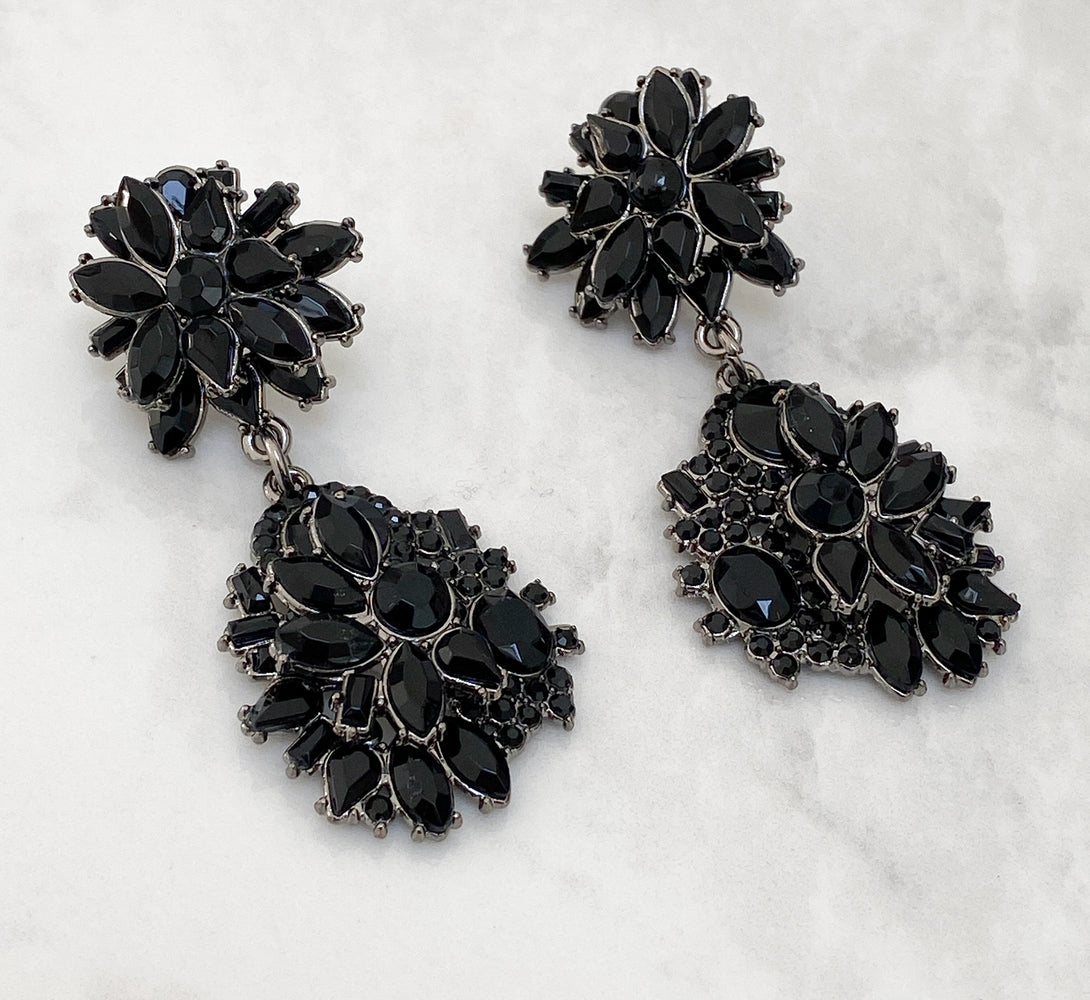 ZIA Black Jewel Statement Earrings