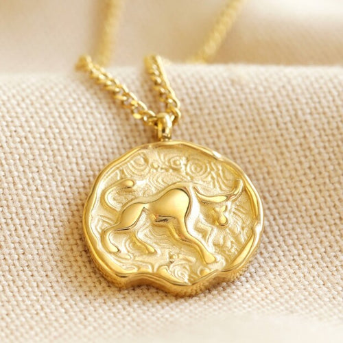 Taurus Zodiac Gold Pendant Necklace