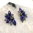 ADE  Rhinestone Petal Earrings - Blue / Black