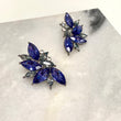 ADE  Rhinestone Petal Earrings - Blue / Black