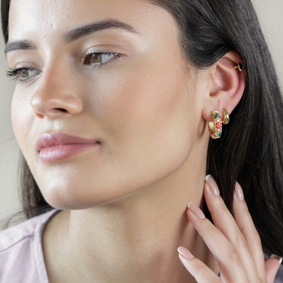 ANA Gold Cloissoné Hoop Earrings