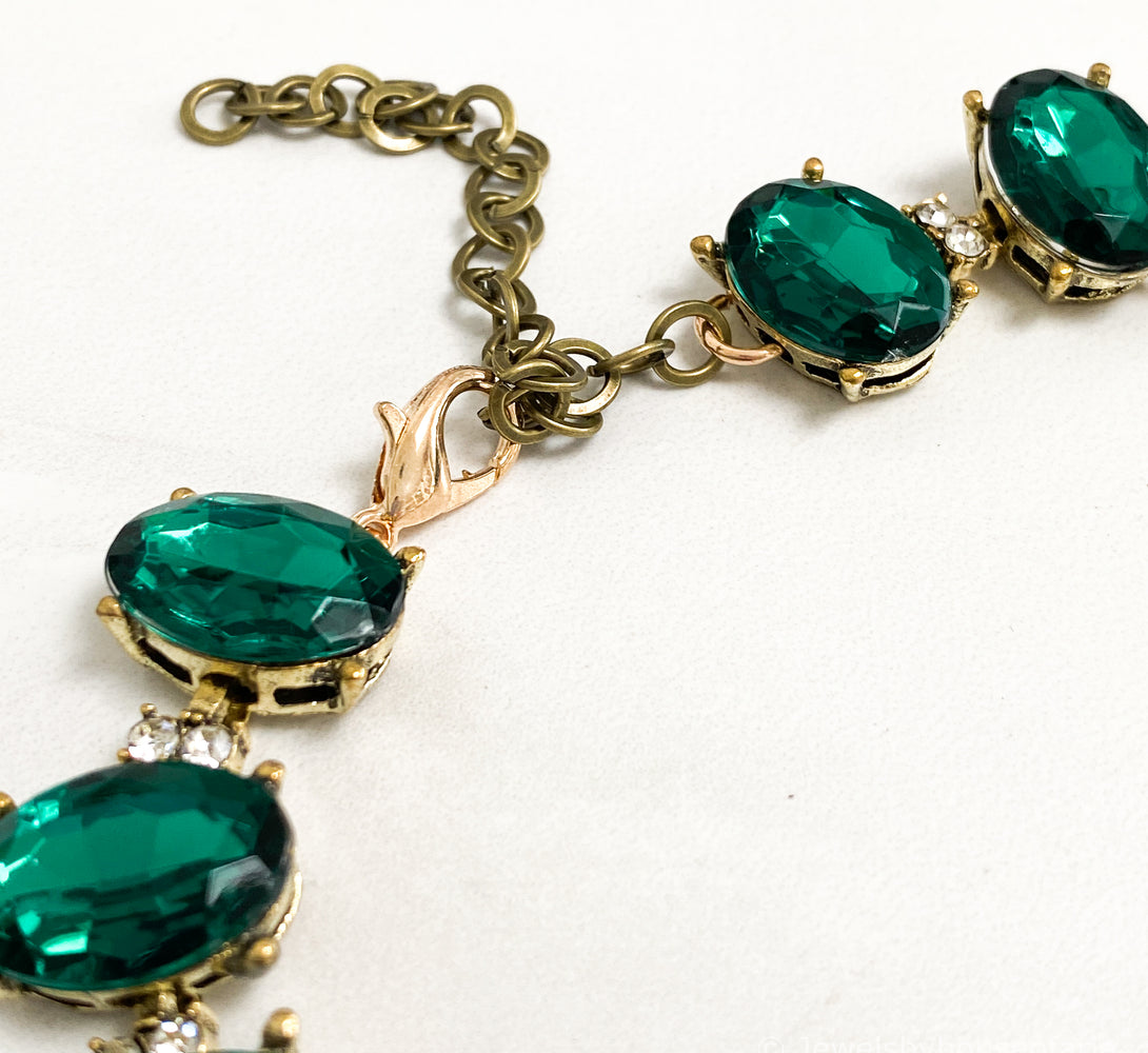 MAIA Emerald Green Rhinestone Necklace Set