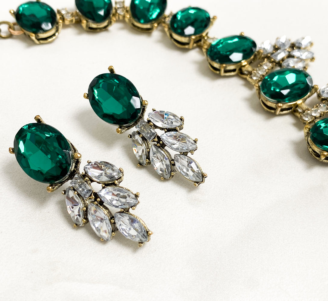 MAIA Emerald Green Rhinestone Necklace Set