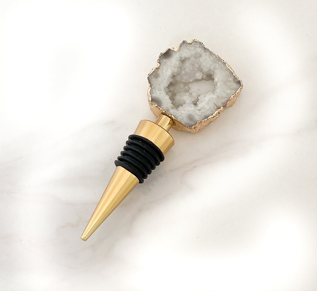 Agate Crystal Bottle Stopper (Gold / Silver)