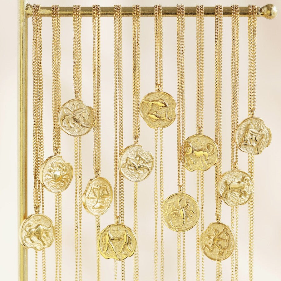 Cancer Zodiac Gold Pendant Necklace