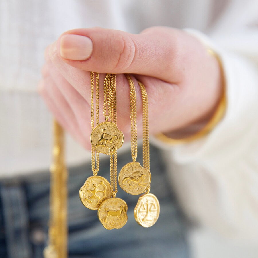 Gemini Zodiac Gold Pendant Necklace