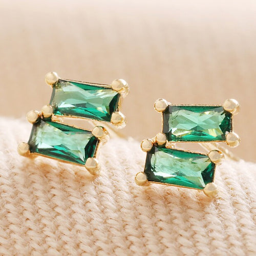 PERU Emerald Gold Stud Earrings