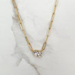 Gold Paperclip chain necklace with crystal pendant