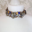 Royal blue and amber golden statement choker necklace