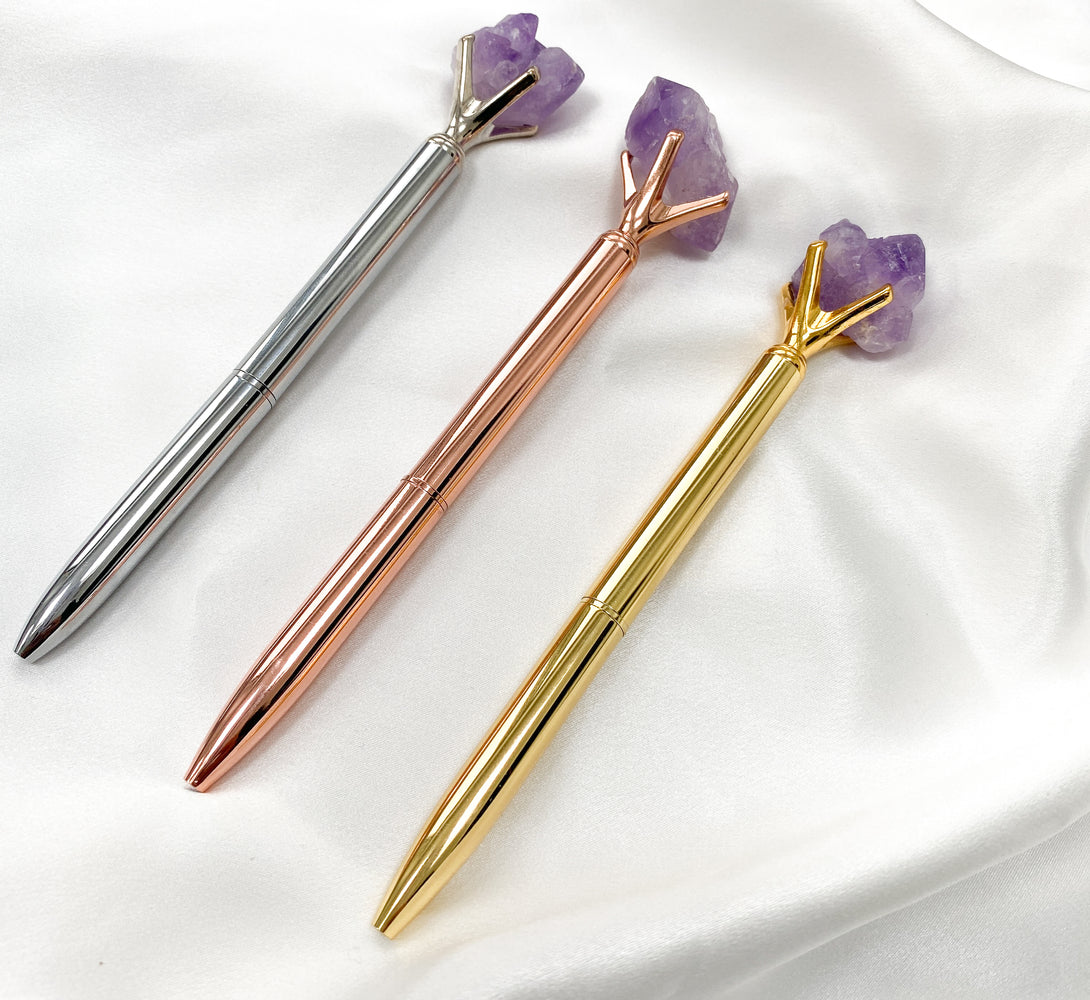 Amethyst Crystal Pen (Gold/ Silver/ Rose Gold)