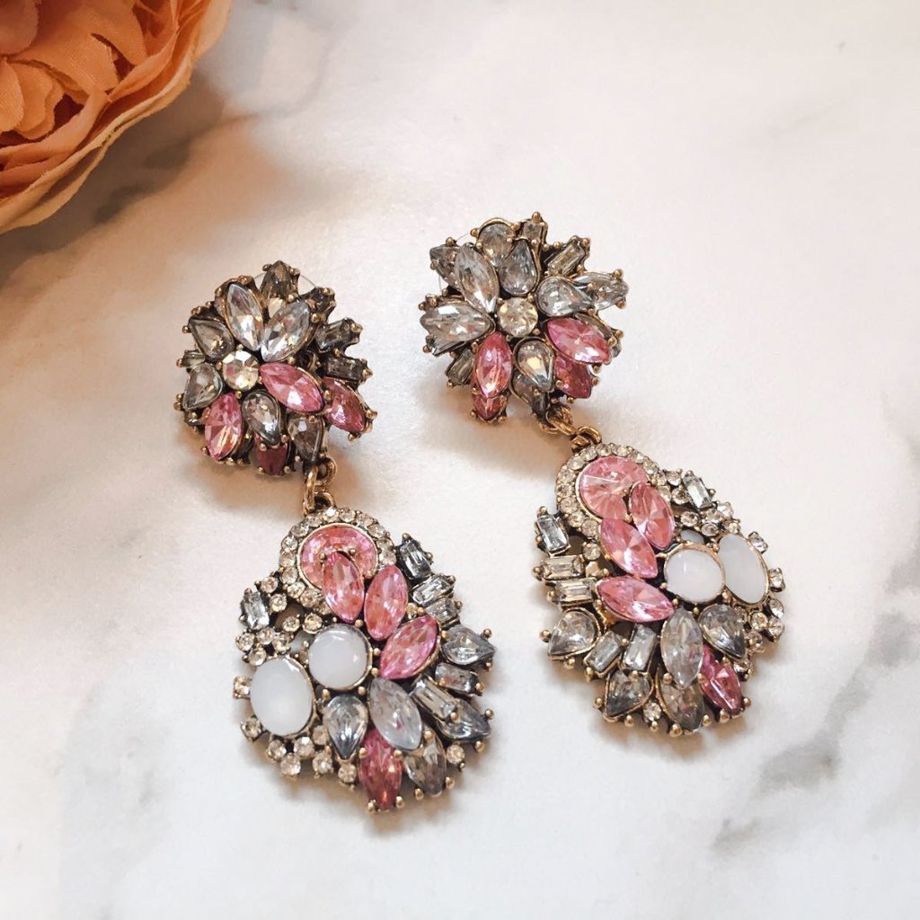 ALISSA Pink Rhinestone Earrings | Jewels by House of Aria