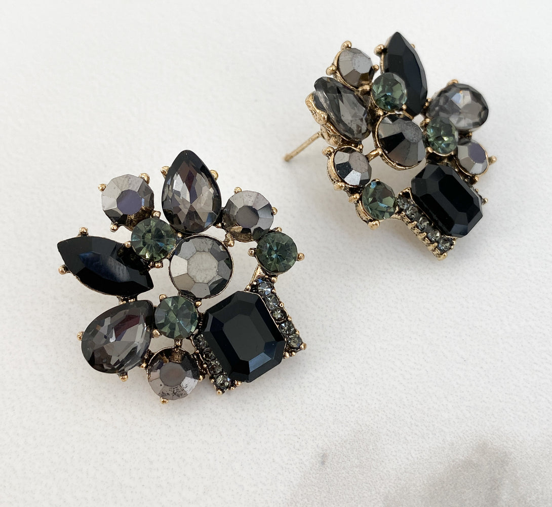 black and gold statement stud earrings 