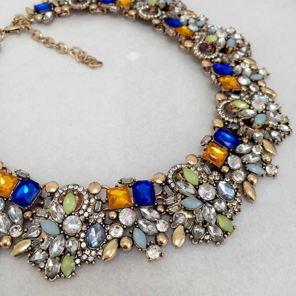 AVAANI Royal Blue Rhinestone Necklace | Jewels by House of Aria