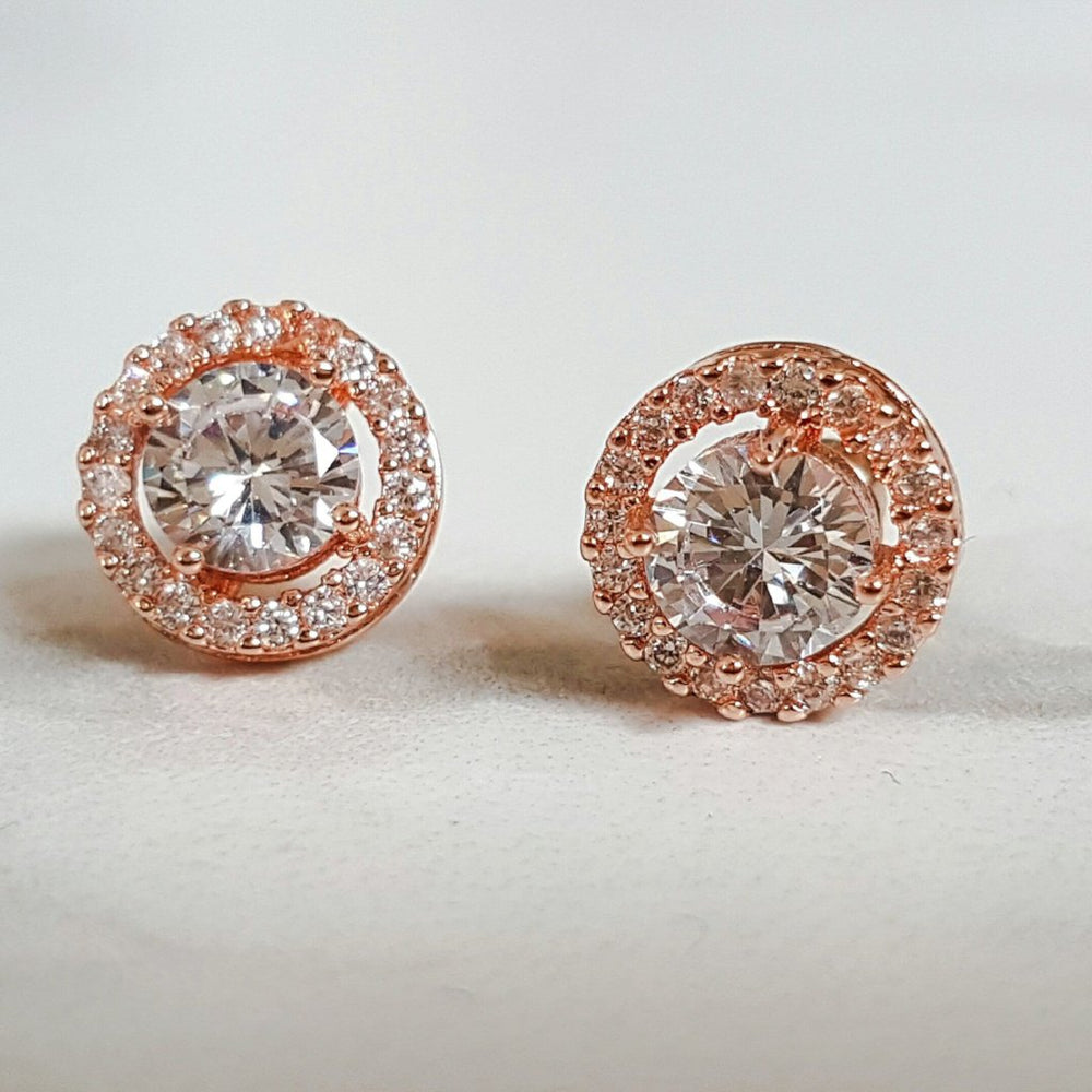 rose gold cubic zirconia stud earrings