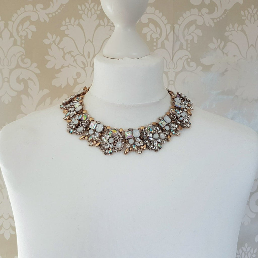 white and gold rhinestone statement jewellery